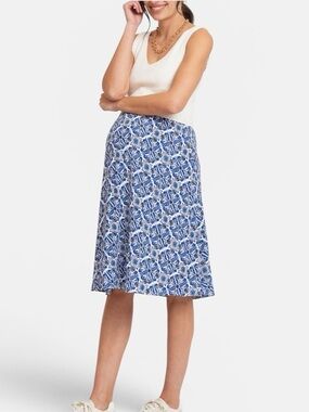 Seraphine 2-in-1 Maternity and Nursing Dress White Ribbed Bodice Blue Skirt US 6